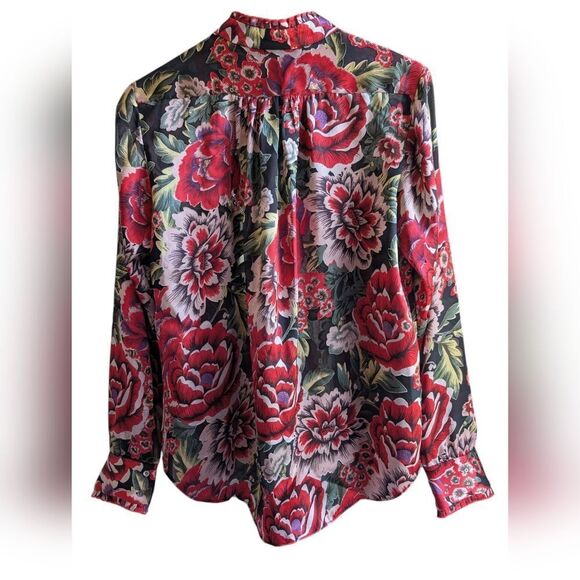 Reiss NWOT Flowy Floral Burnout Button Down Shirt Size Small - Picture 16 of 16
